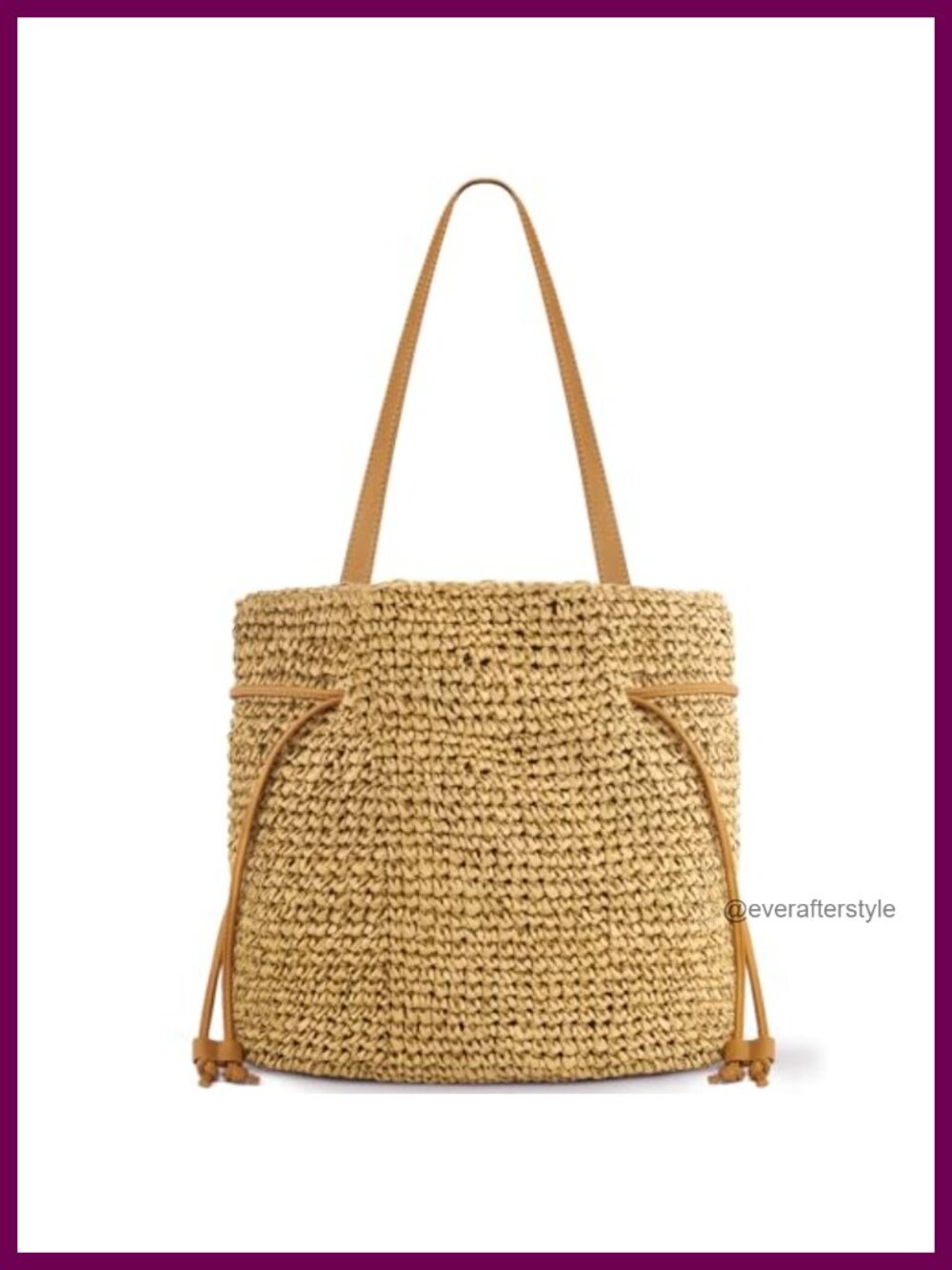 Straw Woven Tote Bag Drawstring Boho Summer Beach Purse